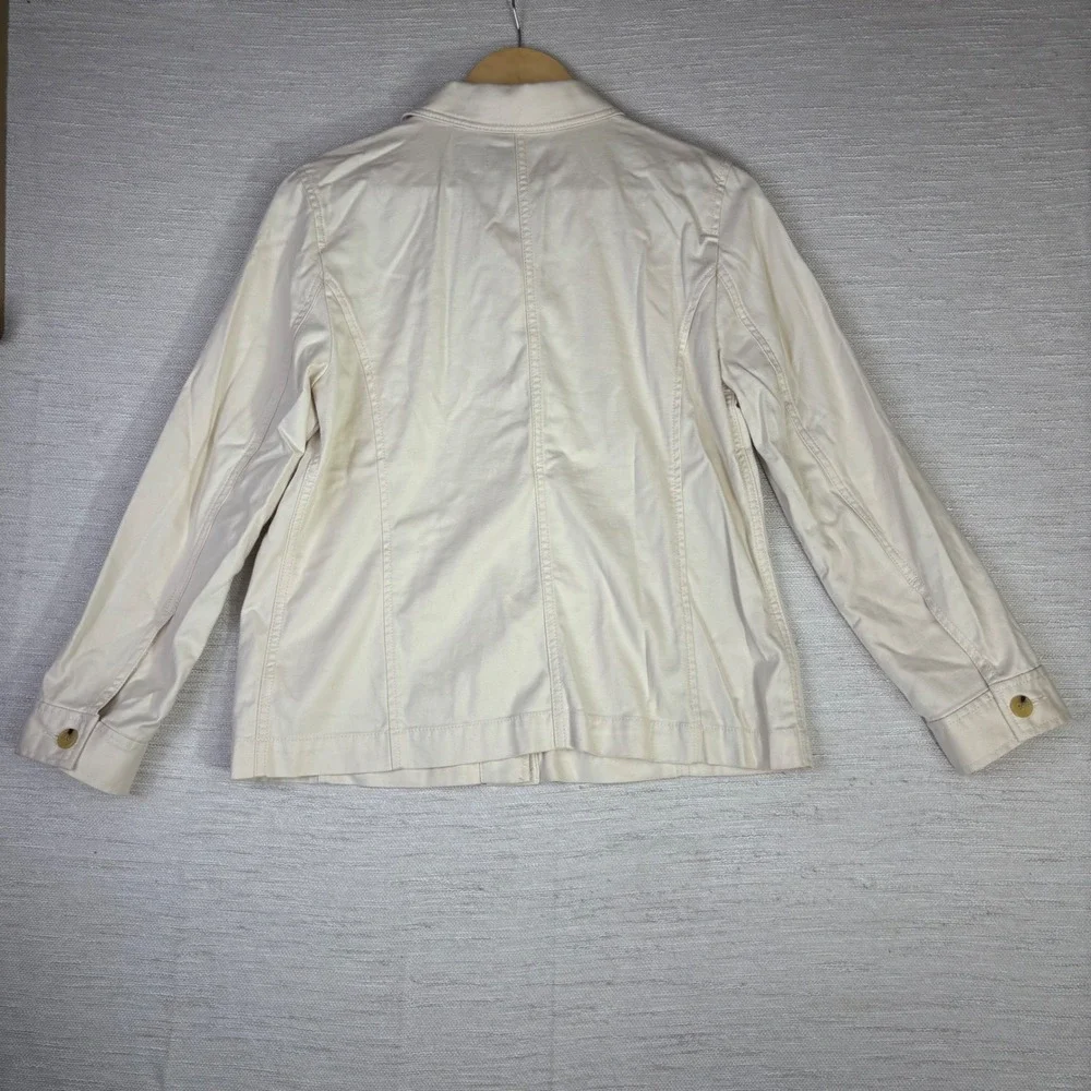 Talbots Petite Ivory Cotton Tencel Utility Field Jacket Cream Size MP Medium